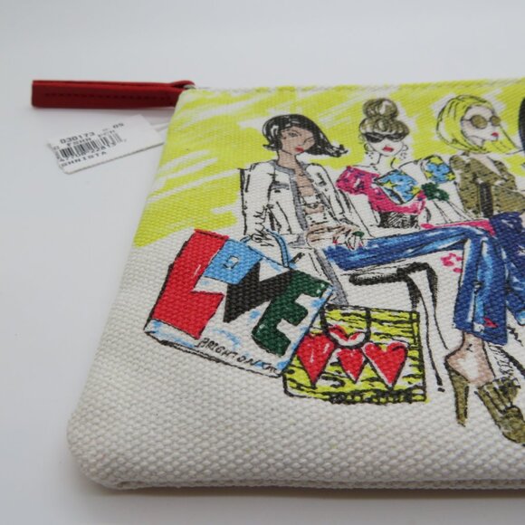 Women Small Canvas Pouch Bag Brighton 2018 Promo Hearts Lining Screen Print Chic - Picture 2 of 12